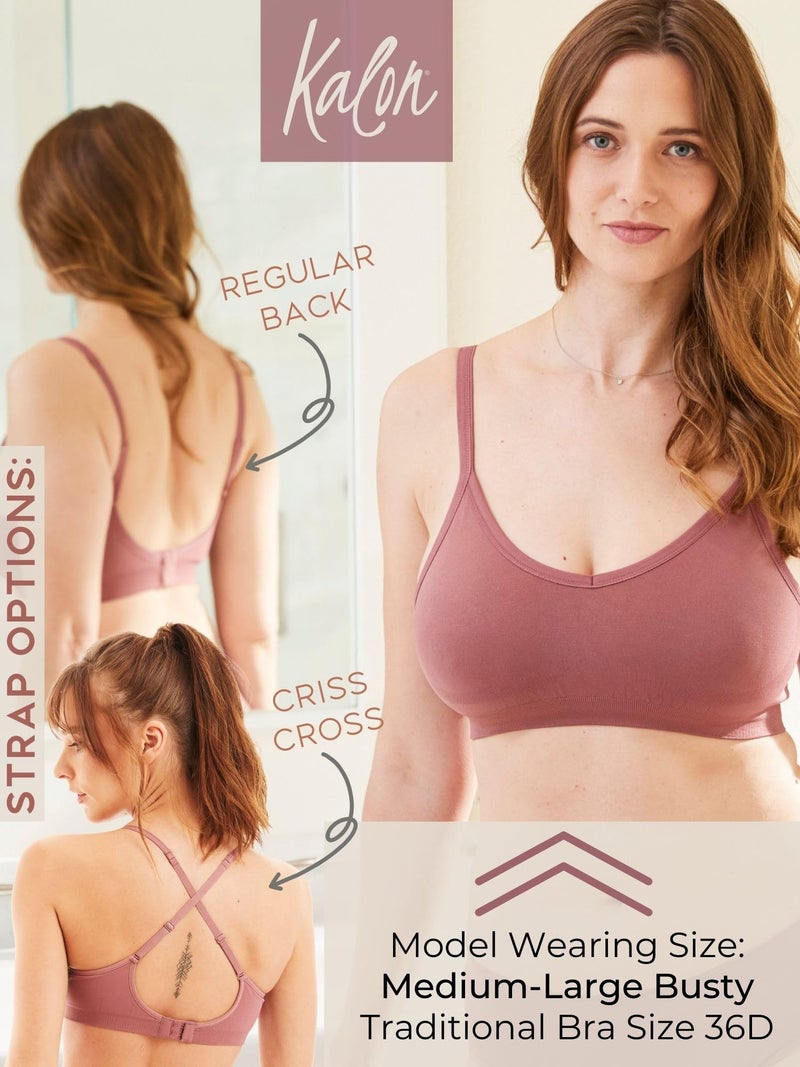 Kalon Womenâ€™s 4 Pack Demi Padded Bralette Wireless Comfortable Bra (M/L Busty, Light Vintage) - Image 3